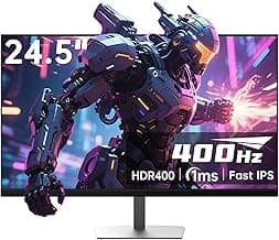 24.5 inch 400Hz 240Hz Gaming Monitor | Fast IPS 1ms | FHD 1080P Monitor | HDR 400 128% sRGB | HDMI x2, DP x2 |Tilt Adjustability Silver-Gray VESA 360Hz Monitors H25X7