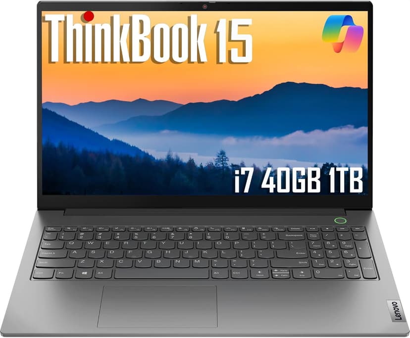 Lenovo ThinkBook 15 Gen 4 Business Laptop (15.6" FHD Anti-Glare, Intel 10-Core i7-1255U, 40GB RAM, 1TB SSD), 1080p Webcam, Fingerprint, Thunderbolt 4, Ethernet, Wi-Fi 6, Win 11 Pro w/Copilot, Grey