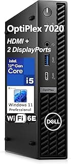 Dell OptiPlex 7020 MFF Business Desktop Computer, 7000 Micro Form Factor Mini, Intel Hexa-Core i5-12500T (Beat i7-11700T), 32GB DDR5 RAM, 1TB PCIe SSD, WiFi 6E, HDMI + 2 DisplayPorts, Windows 11 Pro