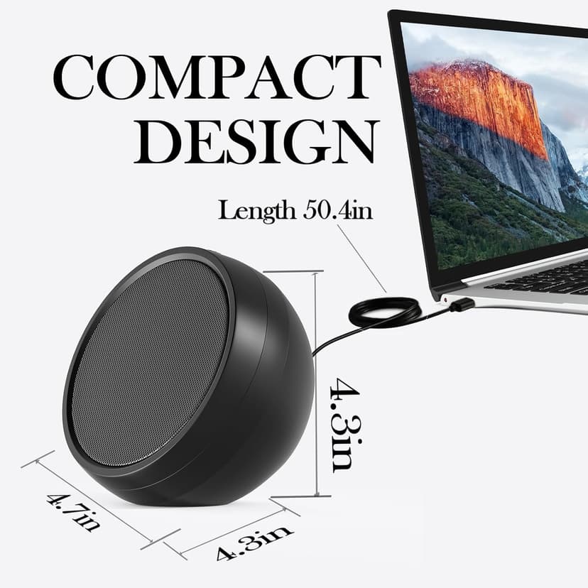 USB Computer Speaker for Laptop, External Speakers for Desktop Computer with Crystal Clear Sound, Rich Bass and Volume Buttons, Plug-N-Play (Black)