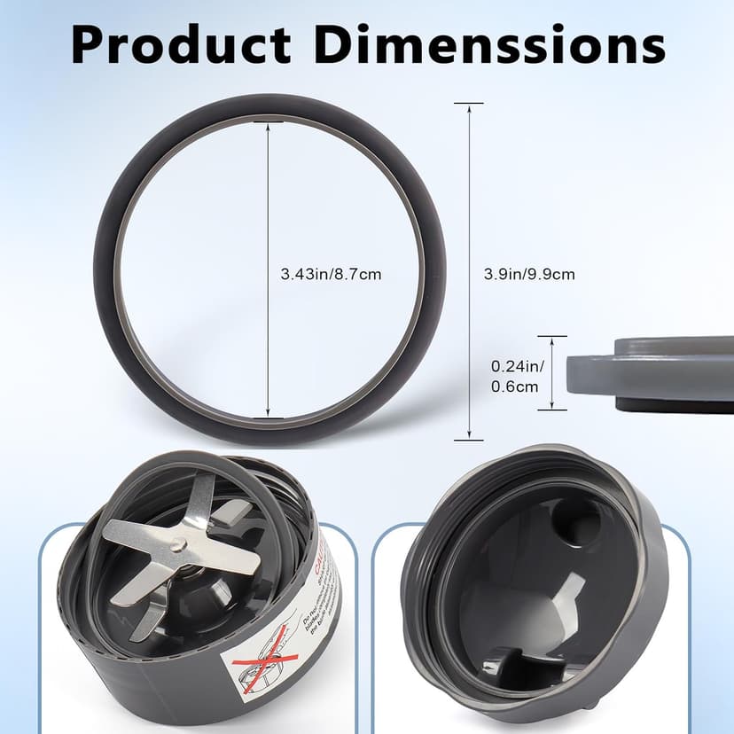 3 PCS Blender Gasket Replacement, Rubber Seal Rings Suitable for Nutribullet 900 Series Blenders with 600W and 900W (3 Pieces)