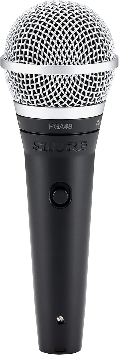 Shure PGA48 Dynamic Microphone - Handheld Mic for Vocals with Cardioid Pick-up Pattern, Discrete On/Off Switch, 3-pin XLR Connector, 15' XLR-to-XLR Cable, Stand Adapter and Zipper Pouch (PGA48-XLR)