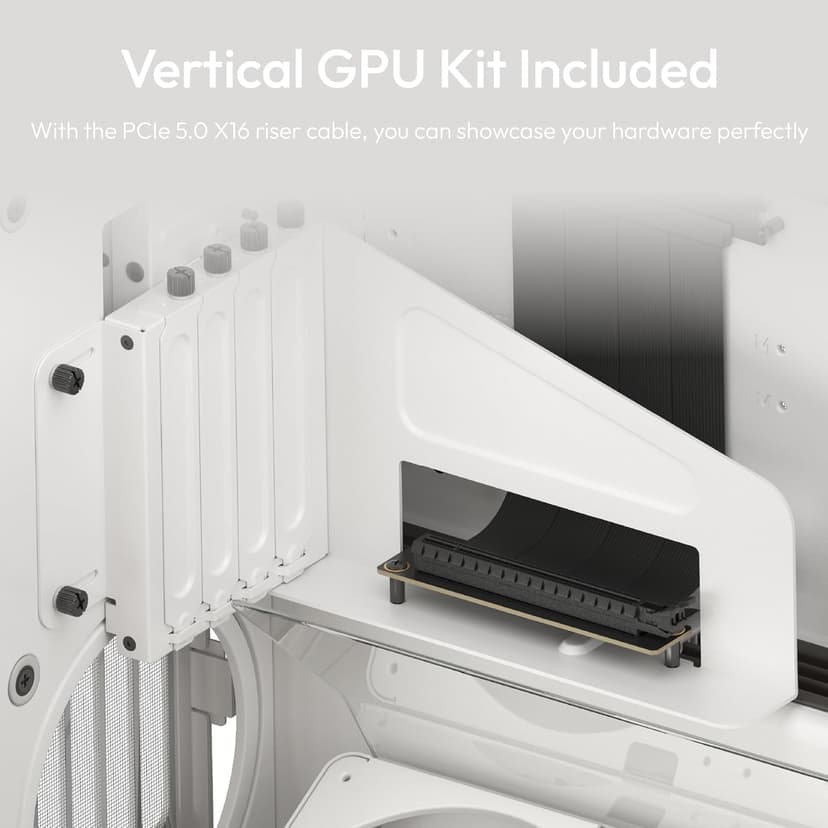 HAVN HS 420 VGPU Dual-Chamber Mid Tower ATX PC Case White | PCIe 5.0 Vertical GPU Kit, 11x 140mm Fan Slots & 2X 420mm Radiator Support, SimpliCable Cable Management, Tempered Glass, PWM Fan Hub