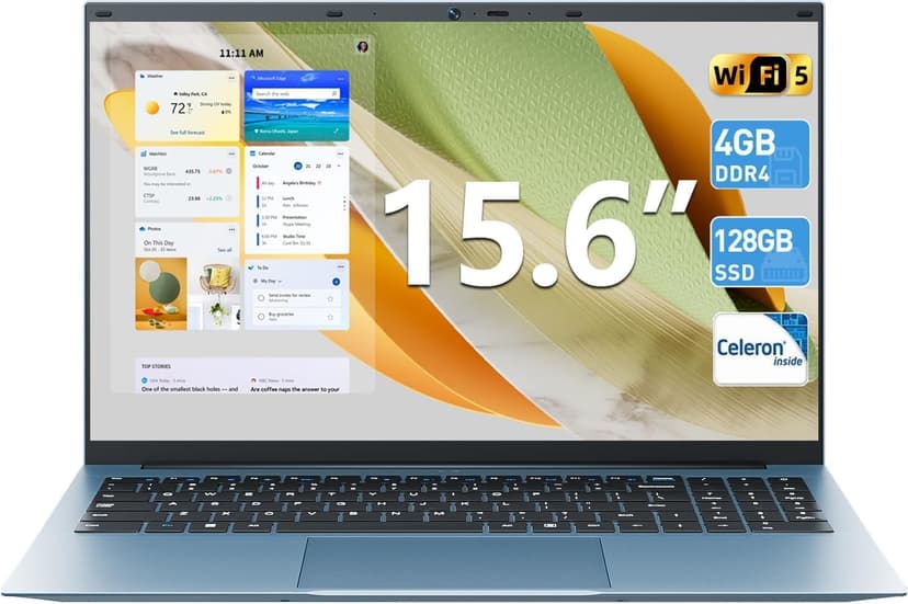 SGIN Laptop Computer 15.6 Inch, 11 Home Laptops with 4GB RAM 128GB SSD, Celeron N4000 Processor Notebook, BT4.2.0, HDMI, 7000mah, WiFi, UHD Graphics 600, Type-C, 2.4/5G WiFi
