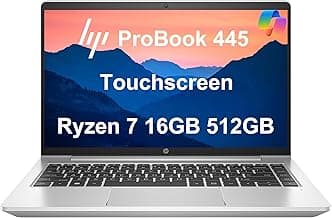 HP Latest ProBook 445 G9 Business Laptop (14" FHD Touchscreen, 16GB RAM, 512GB SSD, AMD Ryzen 7 5825U (> Intel i7-1165G7)) FP, IR Webcam, Ethernet, Wolf Pro Security, Win 11 Pro w/Copilot, Silver