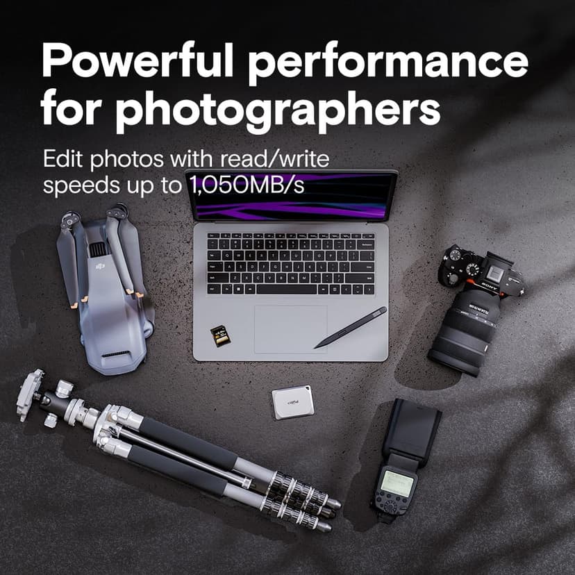 Crucial X9 Pro 2TB Portable SSD, Up to 1050MB/s Read & Write, 3.2 USB-C, External Solid State Drive, Durable Storage for PC & Mac, for Content Creators & Videogaphers, Silver - ‎CT2000X9PROSSD902