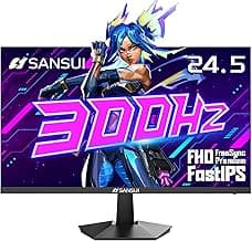 SANSUI 24.5 Inch 300hz 240hz Gaming Monitor, 1080P 1ms FPS PC Monitor Gaming, HDR, FreeSync, DisplayPort x2 HDMI x2, Fast IPS, 120% sRGB, Audio Jack, VESA Support, Desktop Compatible(ES-G25X1 PRO)