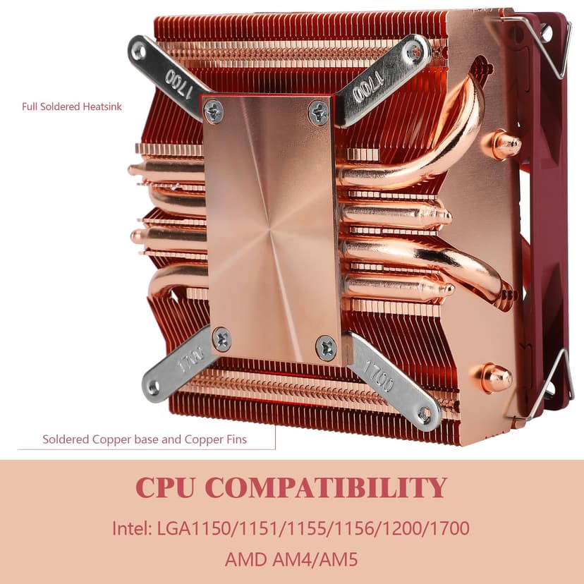 Thermalright AXP90-X53 Full Cooper Low Profile CPU Cooler ITX,with 92mm TL-9015R Slim PWM Fan ITX CPU Cooler,AGHP Technology,53mm Height,for AMD AM4 AM5/Intel 1700/1150/1151/1200/1851(AXP90 X53 Full)
