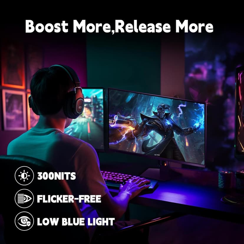 Gaming Monitor 27 inch 180hz 1ms | Fast IPS Screen 1080p Monitor|2 x HDMI 2.0 &1 x Display Port 1.4 | Support Freesync and Wall Mount | 108% sRGB with HDR 10
