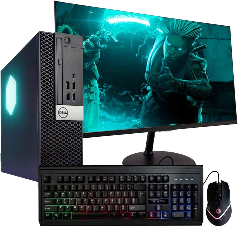 Dell 5060 Desktop PC w/RGB LEDs | Windows 11 Pro | Intel i5-8500 | 16GB RAM 500GB SSD | New 24" FHD Monitor | Home or Office Optiplex Computer | 5G WiFi + BT (Renewed)