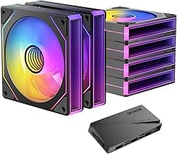 6 Pack RGB Fans, Infinity Mirror, Cable Connector 3 Pin 5V Addressable RGB Fans with Controller (Not Daisy Chain), PWM PC Fan 1800 RPM, 52.4 CFM, Infinity Series