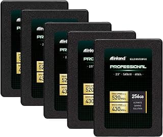 INLAND Professional 256GB SSD 3D TLC NAND SATA III 6Gb/s 2.5" SATA Internal Solid State Drive, Upgrade Laptop PC and Desktops (5 Pack)