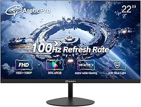 22 inch Class Thin Full HD (1920 x 1080p) Computer Monitor, 100Hz Refresh Rate, 3-Sided Frameless, Ultra Slim, VESA, LowBlue Mode, Tilt Adjust, HDMI *1, VGA*1