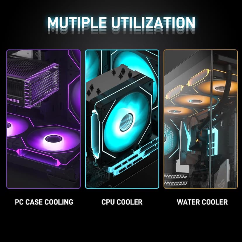 DARKROCK F120-3 in 1 120 mm Infinite Mirror Design Case Fans with PWM Control & ARGB Effect, Hydraulic Bearing for Low-Noise Operation - Suitable for Most PC Cooling Systems - Black