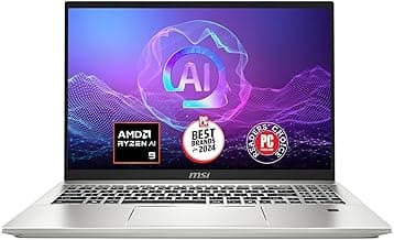 MSI Prestige A16 AI+ (2024) 16” QHD+ Business Laptop: AMD Ryzen AI 9-365, Radeon Graphics, 32GB LPDDR5x, 1TB NVMe SSD, Type-C, WiFi 7, Win 11 Home: Urban Silver A3HMG-016US