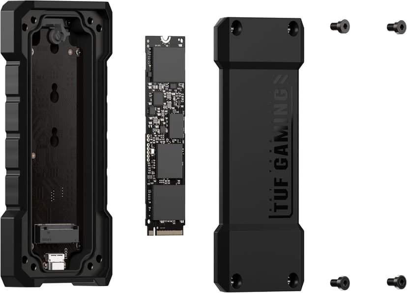 ASUS TUF Gaming A2- USB-C 3.2 Gen 2x2 Portable SSD Enclosure, Dual M.2 NVMe PCIe and SATA, MIL-STD-810H Drop Resistance, IP68 Water and dust Resistance, Aluminum Alloy Chassis and a Thermal pad