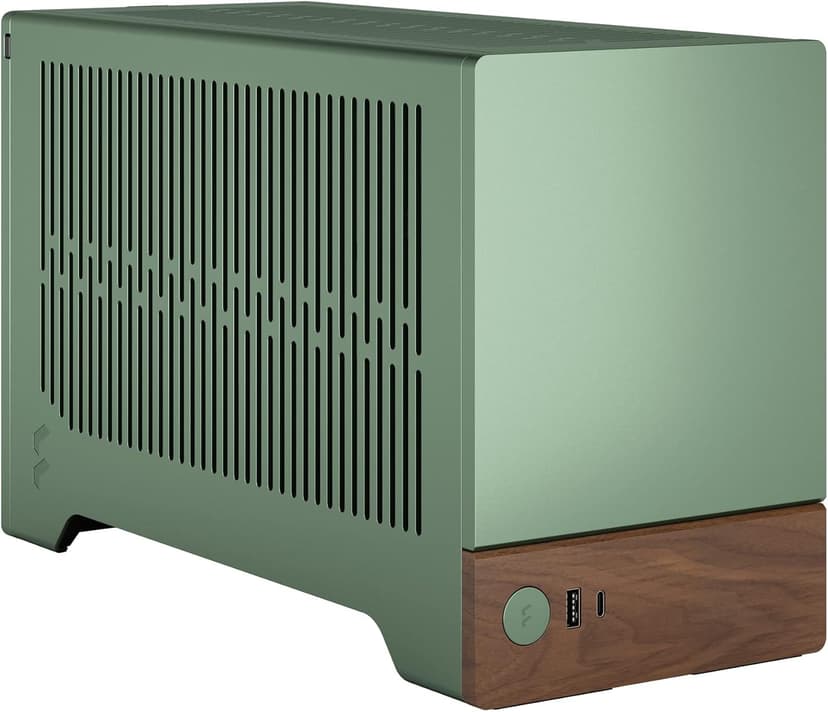 Fractal Design Terra Jade - Wood Walnut Front Panel - Small Form Factor - Mini ITX Gaming case – PCIe 4.0 Riser Cable – USB Type-C - Anodized Aluminum Panels