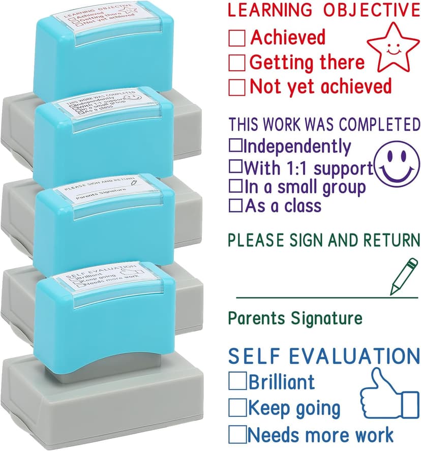 4 Pcs Teacher Stamps for Grading Self-Inking Special Accommodations Stamp Refillable Motivational Encouraging Rubber Stamp for Classroom Back to School Homework Student Dormitory Gifts