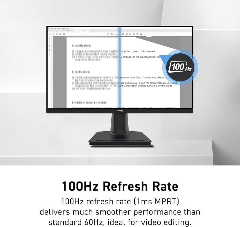 msi PRO MP225V,22-inch VA 1920 x 1080 (FHD) Computer Monitor, 100Hz, Adaptive-Synch, HDMI, Video Port, VESA Mountable, Tilt, 1ms, Black