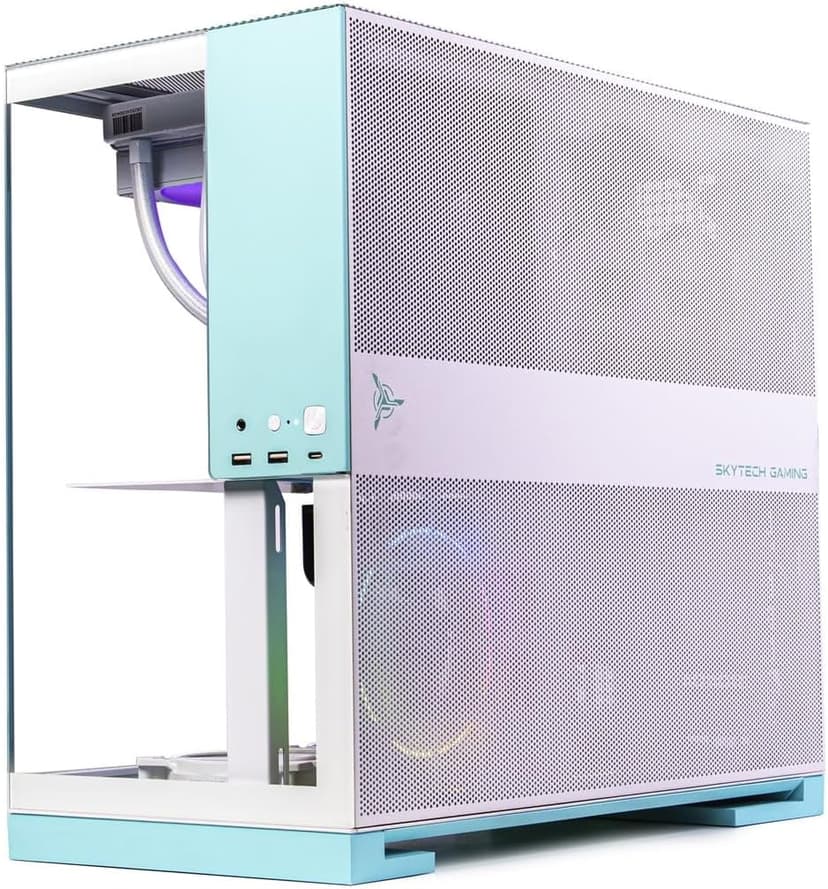 Skytech Gaming Aqua Desktop PC, Ryzen 7 7700X 4.5 GHz (5.4GHz Turbo), NVIDIA RTX 5060, 1TB Gen4 NVMe SSD, 32GB DDR5 RAM 5600 RGB, 850W Gold ATX 3 PSU, 360mm ARGB AIO, Wi-Fi, Win 11