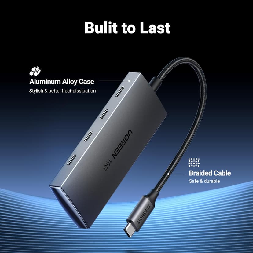 UGREEN USB C Hub 10Gbps, 4 Ports USB 3.2 Adapter with 4 USB-C 3.2 Ports, High Speed Multiport Splitter for MacBook Pro, iMac, iPad Pro, iPhone 15/15 Pro, Galaxy S23, and More