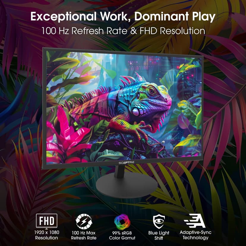 Sceptre E275W-19203R 27 inch1080P LED Monitor 99% sRGB 2X HDMI VGA Build-In Speakers, Machine Black (E275W-19203R series)