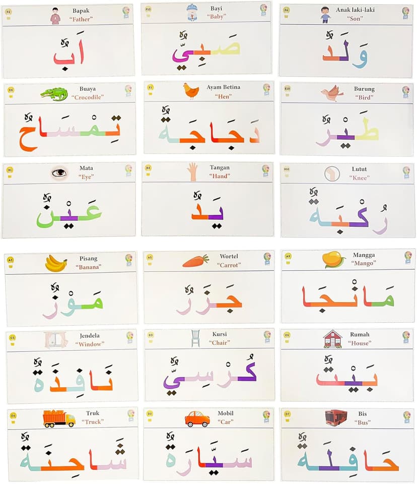 Magnetic Arabic Letters Kit 374 Pcs for Kids, Arabic Alphabet Puzzle Board, 30 PCS Arabic Flash Cards, Arabic Learning Toys for Toddlers
