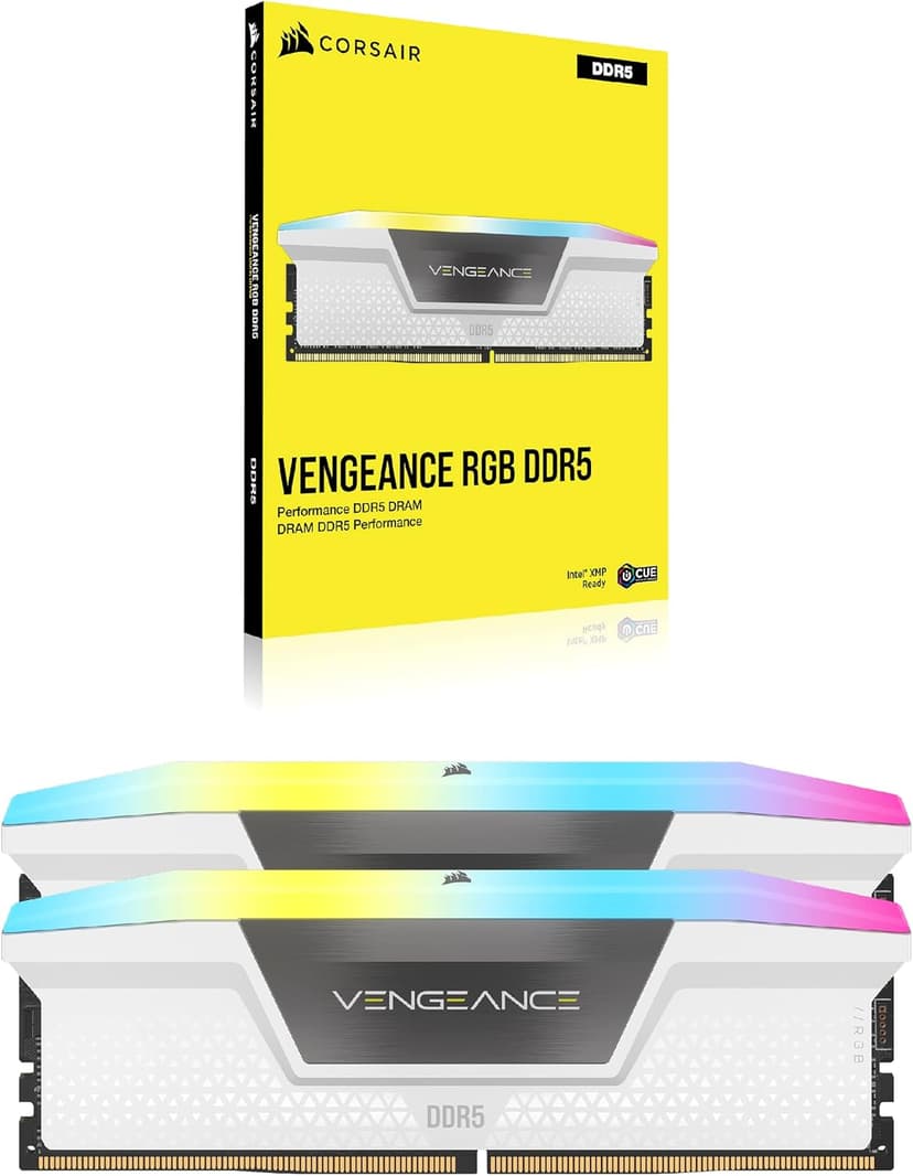 CORSAIR VENGEANCE RGB DDR5 RAM 32GB (2x16GB) 6000MHz CL36-44-44-96 1.35V Intel XMP 3.0 Desktop Computer Memory - White (CMH32GX5M2E6000C36W)