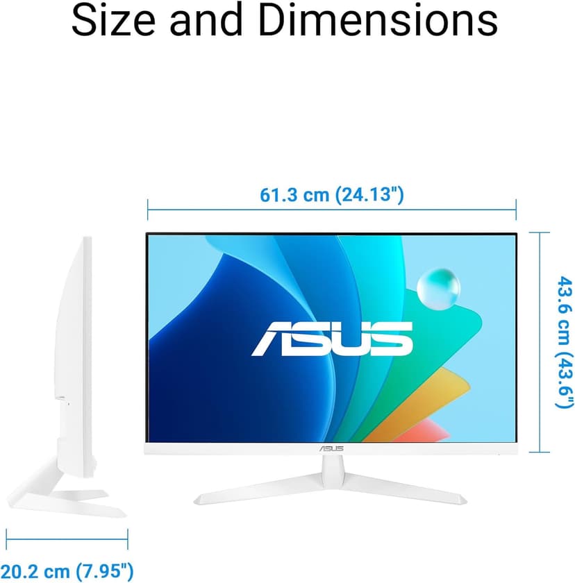 ASUS 27” 1080P Eye Care Monitor (VY279HF-W) - FHD, IPS, 100Hz, 1ms, Adaptive Sync, for Working and Gaming, Eye Care Plus technology, Blue Light Filter, Flicker Free, DisplayWidget Center, 3yr warranty