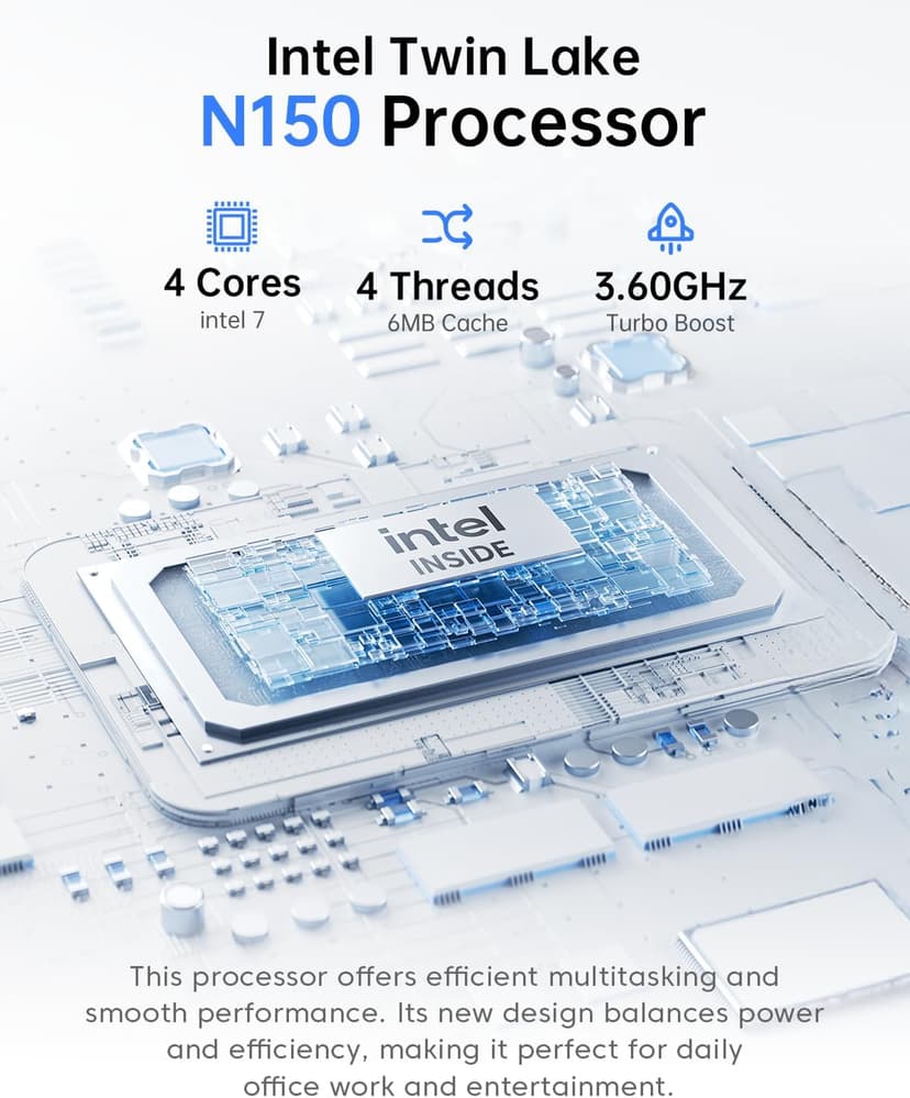 ACEMAGIC Mini Pc Computers, Intel Twin Lake N150(Turbo 3.6GHz), 16GB DDR4 RAM 1TB PCIe M.2 SSD Mini Computer, Vista V1 UHD 4K HDMI DP, Dual WiFi/Bt, Gigabit Ethernet Vesa, Home/Office Micro Pc