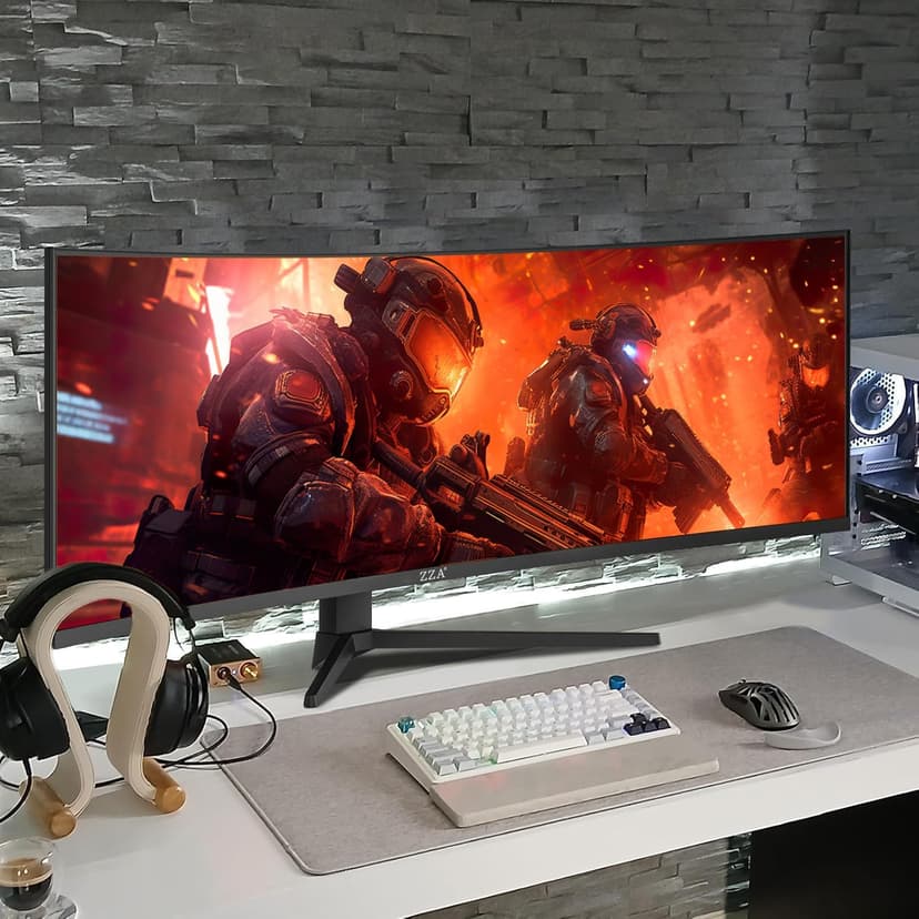 ZZA 49" Curved Gaming Monitor 144/165Hz Ultrawide 32:9 WDFHD 3840 x 1080P,Ultrawide Monitor, 1500R, 120% sRGB, HDMI 2.1 & DP 1.4, Height Adjustable