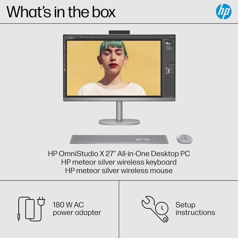 HP OmniStudio X 27" FHD Touch Screen All-in-One Desktop Intel Core U7-155H 16GB RAM 1TB SSD Meteor Silver