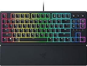 Razer Ornata V3 TKL Gaming Keyboard: Low Profile Keys - Mecha Membrane Switches - UV Coated Keycaps - Backlit Media Keys - 8 Zone RGB Lighting - Spill Resistant - Magnetic Wrist Wrest Snap Tap