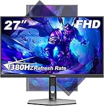 27 inch Gaming Monitor 380Hz, FHD 1080P, 0.5ms Frameless, Ultra Slim Computer Monitor, Height/Pivot/Swivel/Tilt Adjustable Vertical Monitor, Support FreeSync, VESA, DP*2, HDMI*2