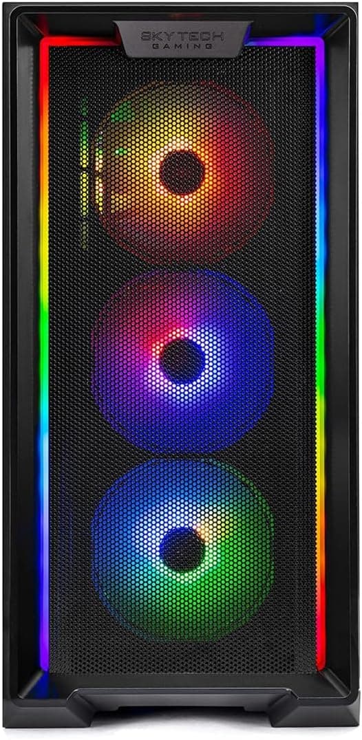 Skytech Nebula Gaming PC Desktop, Ryzen 7 7700 3.8 GHz (5.3GHz Turbo), NVIDIA RTX 5060 8GB, 1TB NVMe SSD, 16GB DDR5 RAM 6000, 650W Gold PSU, Wi-Fi, Win 11