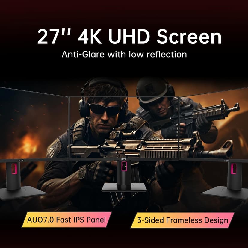 27" 4K UHD 144Hz Gaming Monitor - Fast IPS Panel 160Hz 1ms GTG, HDR400 132% sRGB, HDMI2.1/DP1.4, VESA Mount, Height/Tilt/Pivot/Swivel Stand, Vertical Monitor Ideal for Gamers, Designers