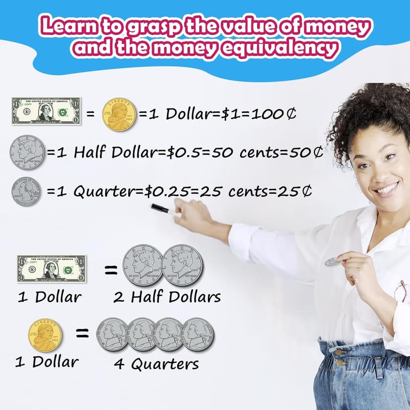 60 PCS Magnetic Money for Kids for Learning, Math Manipulatives, Learning & Education Toys for Classroom, Pretend Play, Math Games for Toddler, Teacher and Homeschool Supplies