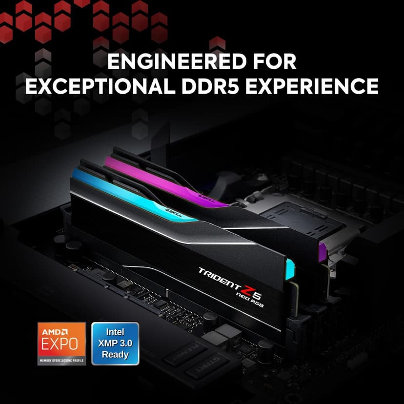G.SKILL Trident Z5 Neo RGB Series (AMD Expo & Intel XMP 3.0) DDR5 RAM 32GB (2x16GB) 6000MT/s CL36-36-36-96 1.35V Desktop Computer Memory UDIMM - Matte Black (F5-6000J3636F16GX2-TZ5NR)