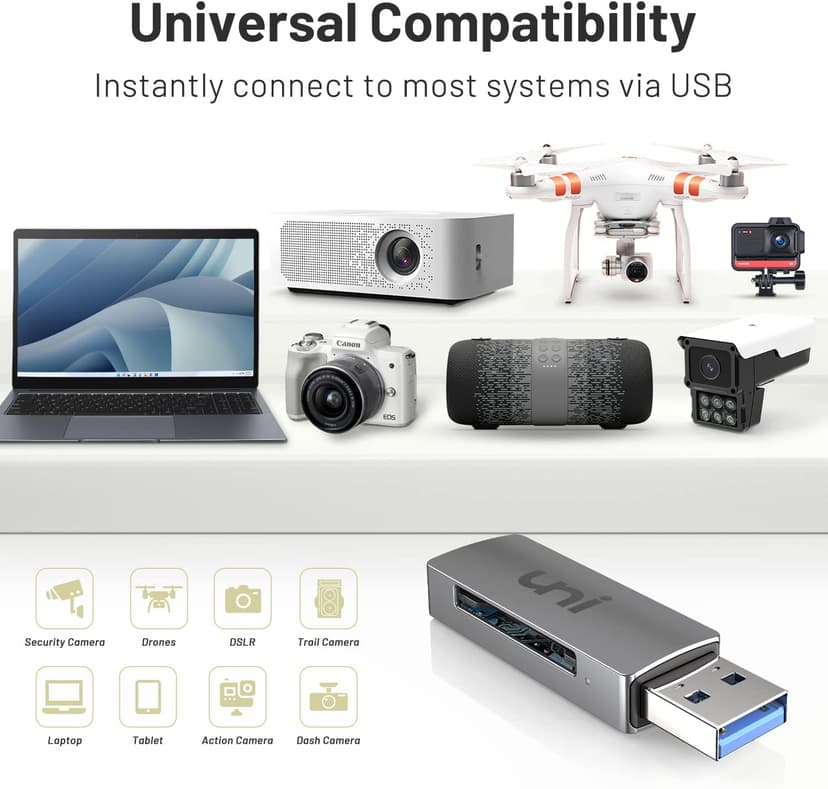 uni SD Card Reader, USB 3.0 SD Card Adapter High-Speed Micro SD Memory Card Reader Support SD/Micro SD/TF/SDHC/SDXC/MMC/UHS-I Card Compatible with Mac, Win, Linux, PC, Laptop, Chromebook, Camera