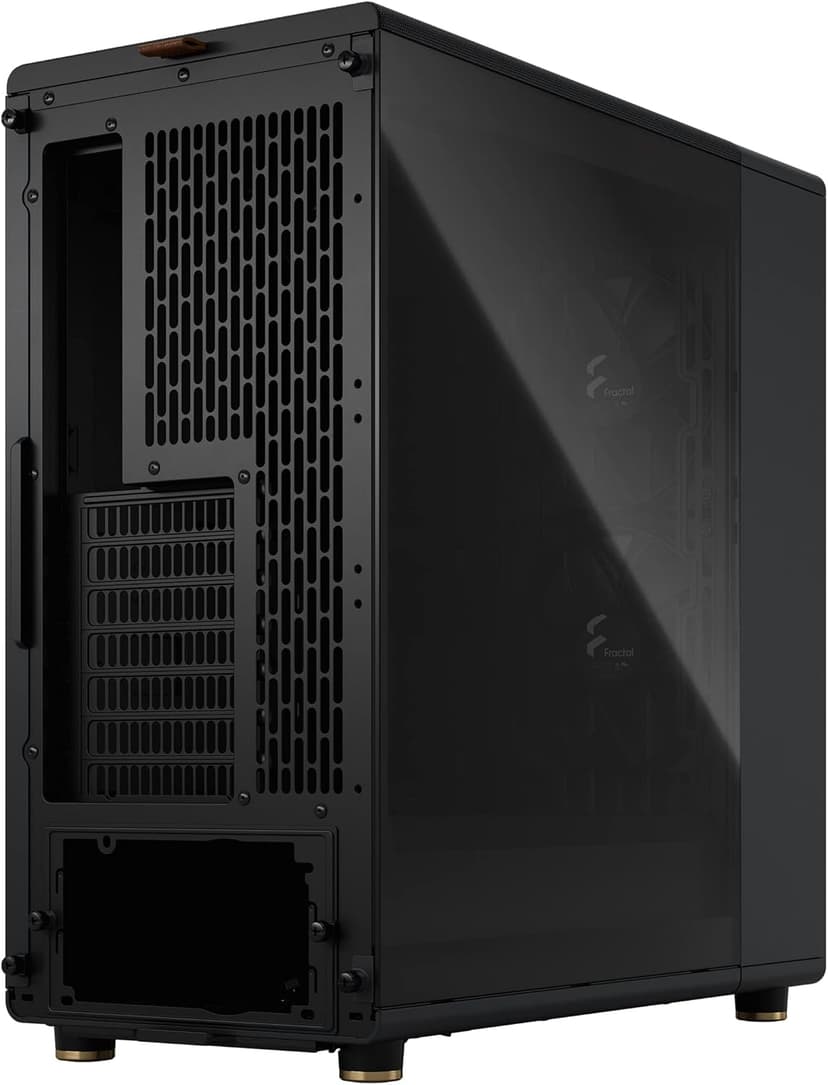 Fractal Design North Charcoal Black Tempered Glass Dark - Genuine Walnut Wood Front - Glass Side Panel - Two 140mm Aspect PWM Fans Included - Type C USB - ATX Airflow Mid Tower PC Gaming Case