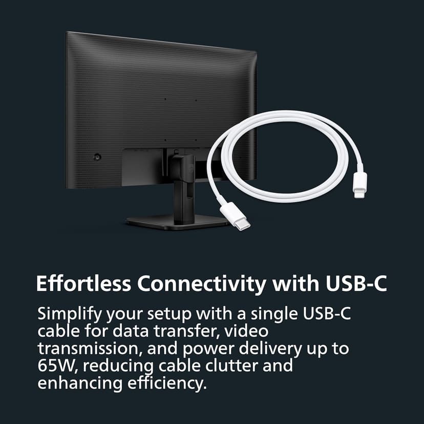 Philips 27E1N1300A 27" IPS FHD (1920 x 1080) Monitor,100Hz 1ms, USB-C, Built-in Speakers, LowBlue Mode, Flicker-Free, VESA, 4Yr Advance Replacement Warranty