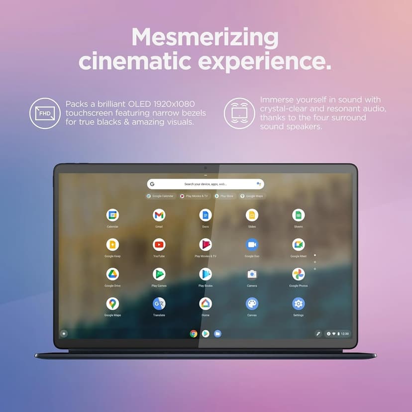 Lenovo Chromebook Duet 5 2-in-1 Tablet Laptop w/Detachable Keyboard (13.3" FHD OLED Touchscreen, 8-Core Qualcomm CPU, 8GB RAM, 256GB Storage), IST HUB, Wi-Fi, 8MP Webcam, Chrome OS, Abyss Blue