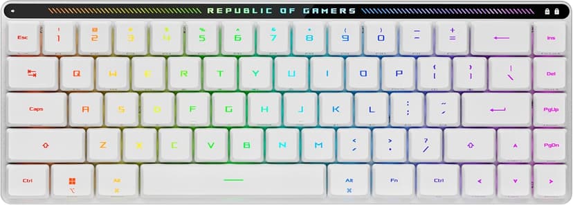 ASUS ROG Falchion RX Low Profile 65% Wireless Gaming Keyboard with ROG RX Red Low-Profile switches, tri-Mode Connection with ROG SpeedNova, Silicone dampening Foam, Touch Panel, and MacOS Support.