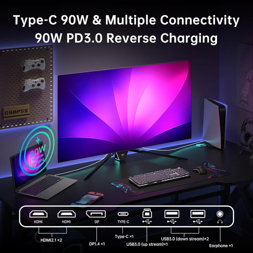 42 Inch 4K OLED Gaming Monitor, 0.1ms GTG 138Hz, 134% sRGB, 4-Side Frameless, Type-C 90W, Speakers,Remote, Freesync G-Sync, DP/HDMI/USB, VESA, Ultrawide OLED Monitor for Gaming(Without Base)