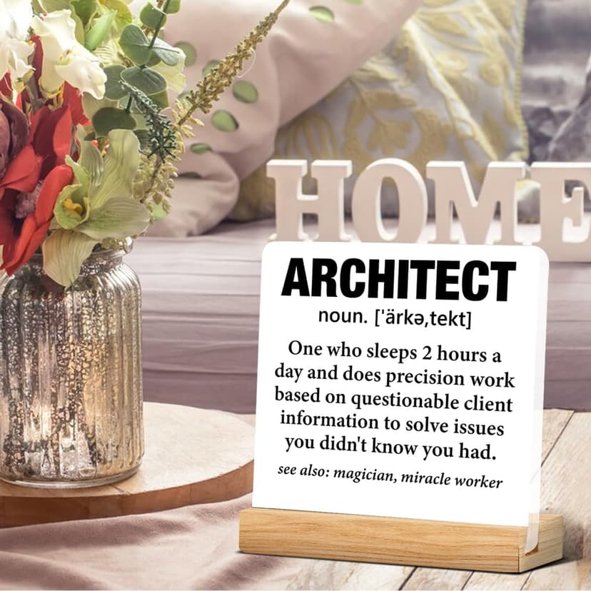 Funny Architect Gifts for Women Men, Gifts for Architects Architecture Major, Architect Definition Acrylic Desk Plaque Sign Office Home Decoration 4 x 4 Inches