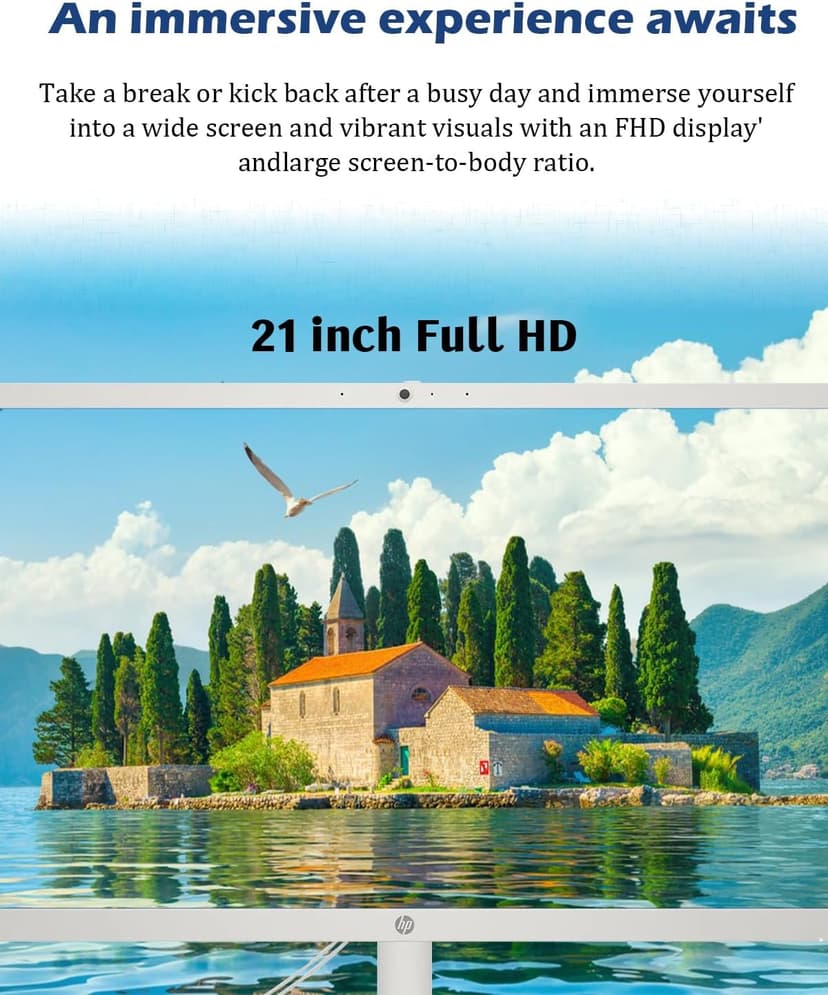 HP All-in-One Desktop Computer, Microsoft Office Lifetime License, Win 11 Pro, Wi-Fi 6, Bluetooth, Intel Celeron J4025 Processor, 21.5'' FHD Display (32GB RAM • 1TB SSD)