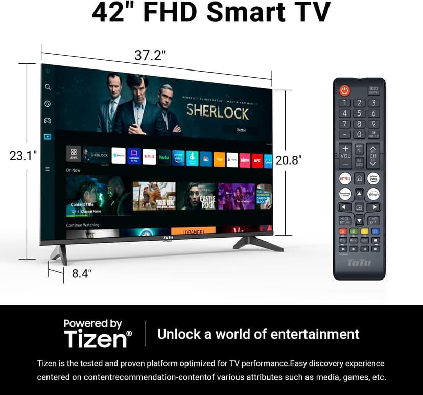 42 Inch 1080P FHD Smart TV with Tizen OS TV Compatible HDR, Full HD Slim Design Smart TV or Monitor with HDMI, Dolby Audio, Voice Remote, Stream Live(2025 Model)