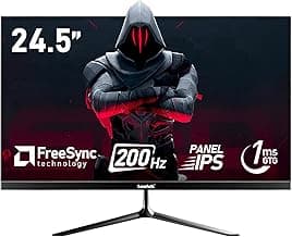 24.5 Inch IPS PC 200Hz Gaming Monitor, FHD 1080p Screen, 1ms Without Bezel, freesync, 99% sRGB, 178 ° Angle View, HDMI、DisplayPort, Compatible with Wall mounting 75 * 75MM - Black