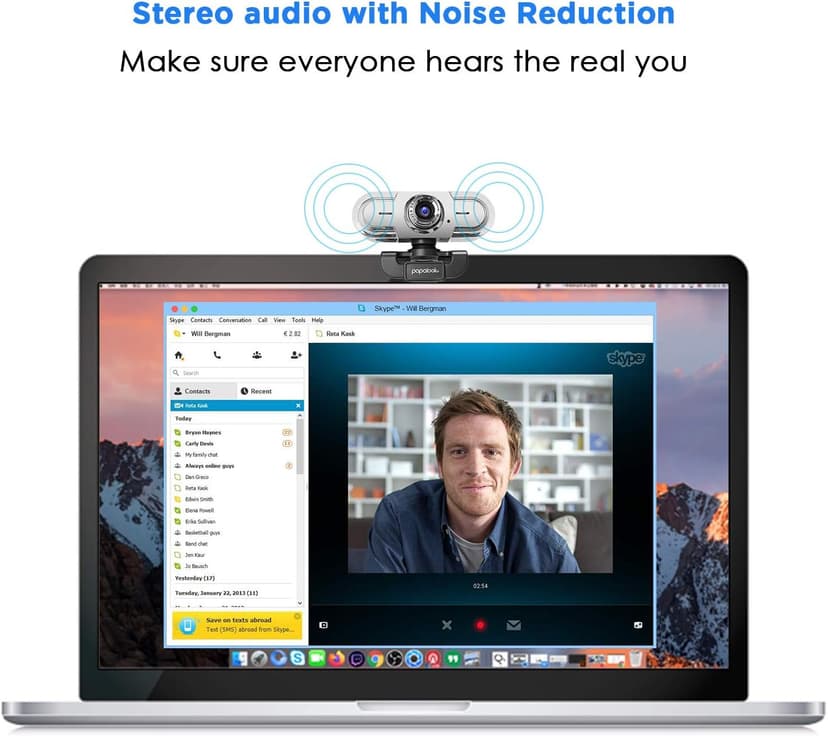 papalook PA452 Full HD 1080P Webcam with Microphone, Plug and Play USB Web Camera 65° View Angle for PC Computer Laptop Video Calling Online Class YouTube Zoom Meeting Teams, Compatible with Windows
