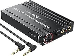 Professional 16-600Ω Headphone Amplifier with Bass Boost, Portable HiFi Earphone Amplifiers, Gain Switch Bass Volume Adjust, Rechargeble Headphone Amp 3.5mm Jack for Phones, iPad, MP3, MP4
